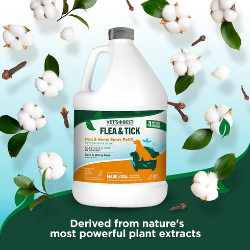 96 oz Vet's Best Natural Flea & Tick Home Spray for Dogs Cotton Spice Scented Indoor Pest Control Spray Natural Flea