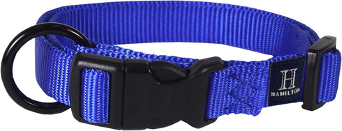 Hamilton Adjustable Nylon Dog Collar for Small Medium Large Dogs, Blue, 3/4" Wide x 16-22" Neck