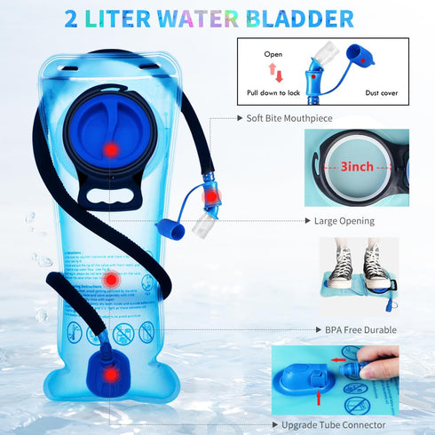 Rave Hydration Backpack, Lightweight Festival Hydration Pack with 2L Water Bladder, Anti Theft Hydration Bag