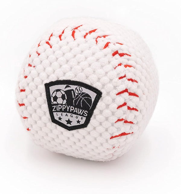 ZippyPaws SportsBallz, Plush Baseball Dog Toy, Soft Squeaky Balls for Dogs, Indoor & Outdoor Fetch Toys for All Breeds