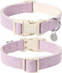 DOGWONG Cotton Hemp Dog Collar, Heavy-Duty Purple Adjustable Soft Natural Fabric for Small Medium Large Dogs