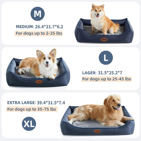 Orthopedic Dog Beds for Medium Large Dogs, Durable Egg Crate Foam Sofa Bed with Washable Cover, Waterproof Lining, Navy
