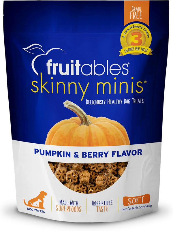 Fruitables Skinny Mini Dog Treats, Healthy Soft Training Treats, Pumpkin & Berry Flavor, 5 Ounces