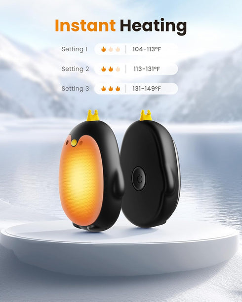 Gaiatop 2 Pack Rechargeable Hand Warmers, Portable Electric Heater with 3 Settings, Cute Penguin Shape
