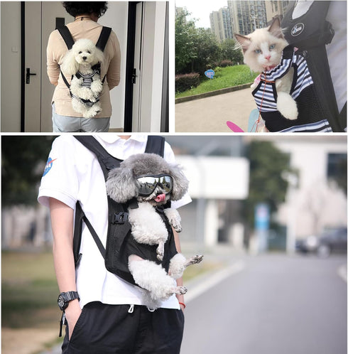 Pet Carrier Backpack, Adjustable Pet Front Dog Carrier for Traveling Hiking Camping, Legs Out Easy-Fit for Small Cats