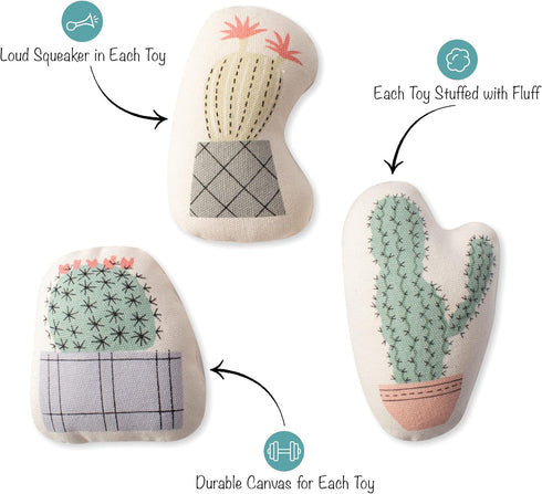Fringe Studio Mini Potted Cactus Toy Set of 3 (521014) Multicolored