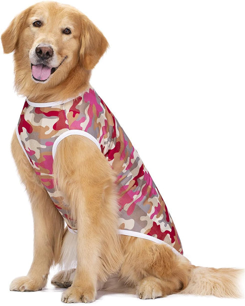 2 Pack Camo Dog T-Shirts for Medium Large Dogs, Quick Dry Cooling Vest Shirt, Breathable Stretchy Tank Top