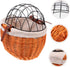 Woven Rattan Bike Basket Front Storage Basket for Pets and Groceries Wicker Design Breathable Comfortable Pet Carrier