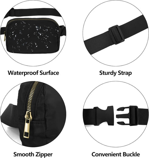 Waist Pack for Running, Fanny Pack for Women and Men, Adjustable Strap Crossbody Belt Bag for Sports, Black