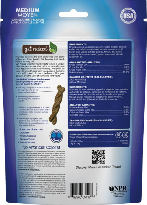 Get Naked Grain-Free Medium Dental Chew Bone, 6.6Oz Bag