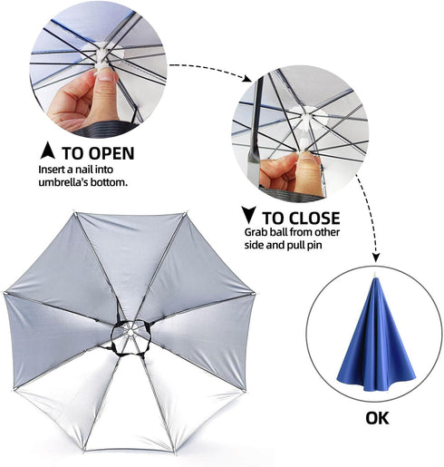Umbrella Hat with Elastic Headband - Hands-Free Umbrella for Women Men