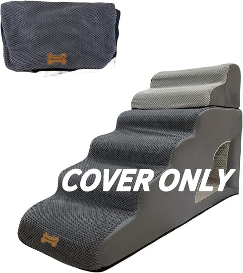 Pet Steps Cover for Small Dogs and Cats - Portable Foam Ramp Stairs - Grey 6-Step 39.3" L*15.8" W*30" H