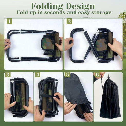 Upgraded 13 Inch Portable Folding Camping Stool with Side Pocket, Lightweight Foldable Stool for Adults, Travel, Fishing