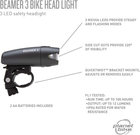 Planet Bike Beamer 3 Bike Headlight