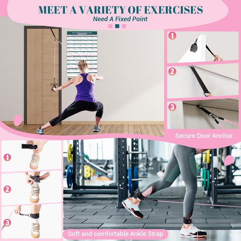 Pilates Bar Kit with Resistance Bands - Multifunctional Yoga Pilates Bar with Heavy-Duty Metal Adjustment Buckle