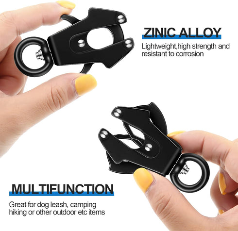 2 Pcs Frog Clip Black Dog Leash Clasp - Heavy Duty Quick Release Dog Chain Buckle for Pet Supplies