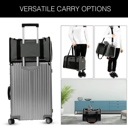 15 Lbs, Cat Carrier - Portable Foldable Dog Pet Carrier, Soft-Sided Pet Bag up to Airline Approved Travel Puppy Carrier