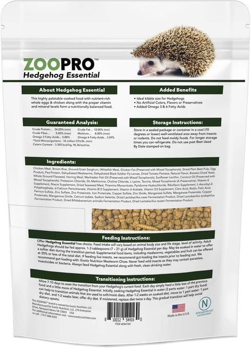 Exotic Nutrition Hedgehog Essential Chicken Kibble with Mealworms, 1.75 Pound