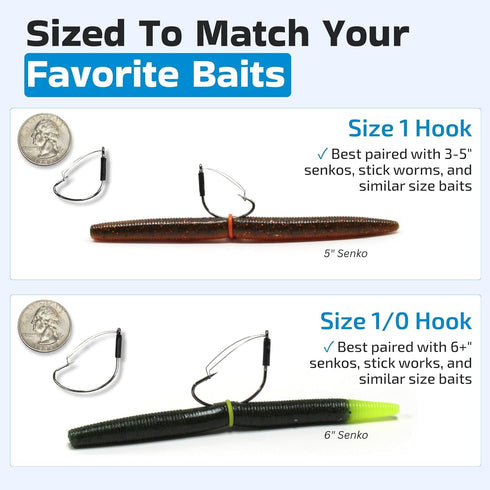 Harmony Fishing - Razor Series Wacky Weedless WG Hooks - The Ultimate Bass Fishing Hooks for The Wacky Rig & Neko Rig