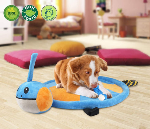 Idepet Dog Play Mat, Puppy Toy Mat with Chew Toys, Interactive Toy for Small Medium Dogs and Cats, All-in-One (Turtle)