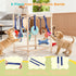 8 Wooden Puppy Play Gym for Small Dogs, Puppy Jungle Gym with Hanging Toys, Wood Frame Indoor Puppy Gym with Dog
