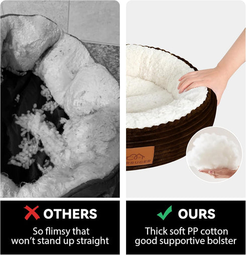 Dog Bed for Small Dogs, Washable Round Donut Pet Bed for Puppy and Kitty, Extra Soft Calming Bed with Anti-Slip Bottom,