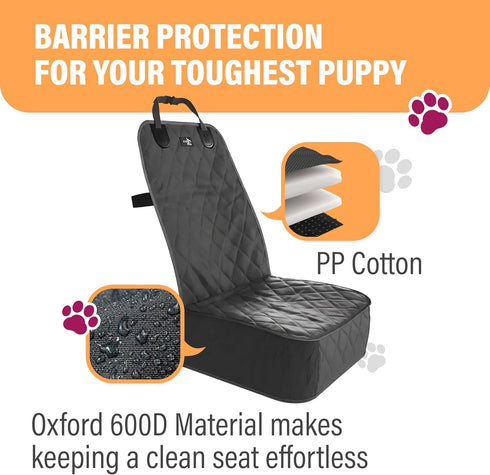 Active Pets Dog Car Seat Cover, Waterproof Front Seat Protector for SUV Truck Sedan, Pet Safety Travel Comfort System