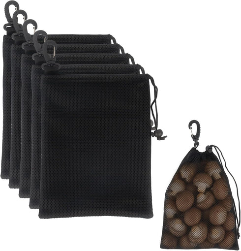 Klmnop 5 Pack Mesh Mushroom Foraging Bags with Clip, Drawstring Toggle Closure Mushroom