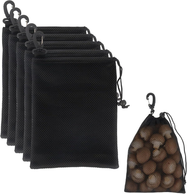 Klmnop 5 Pack Mesh Mushroom Foraging Bags with Clip, Drawstring Toggle Closure Mushroom