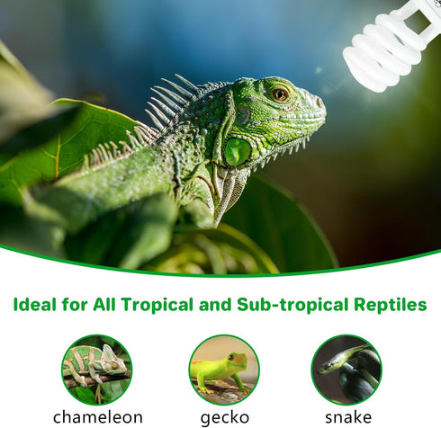LUCKY HERP UVA UVB Reptile Light 5.0 - Tropical UVB 100 Compact Fluorescent Lamp, 23W UVB Bulb for Reptiles