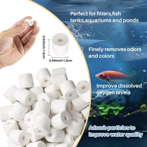 Sukh Pond Filter Media, 425g Ceramic Rings for Aquarium Filter for Pond Fish Tank Canister