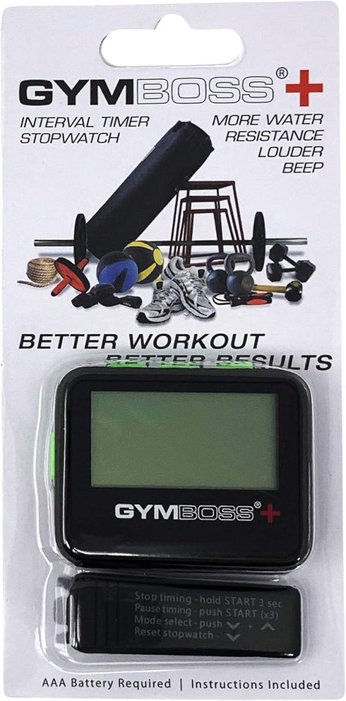 Gymboss Plus Interval Timer and Stopwatch - Black/Green Softcoat
