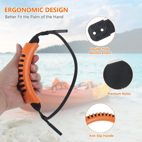 ORLANG Kayak Carry Handles, 2-Hole Replacement Handles with Screws, Suitable for Kayaks, Canoes, Luggage - Black/Orange