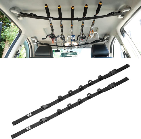 Vehicle Fishing Rod Holder, Heavy Duty Adjustable 5 Rod Capacity Storage Straps for Truck Car SUV Wagons Van