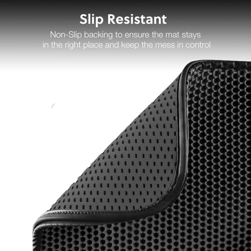 WePet Cat Litter Trapping Mat, Medium Size Honeycomb Double Layer, Waterproof, Easy Clean, 24x15 Inch Black