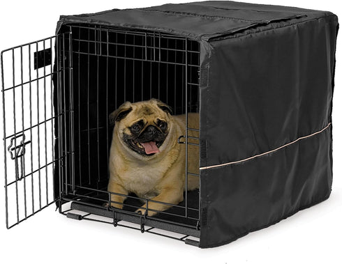 MidWest Homes for Pets Small Dog Crate Cover, Black Polyester, Fits Most 24-inch Crates, Reduces Barking & Chewing