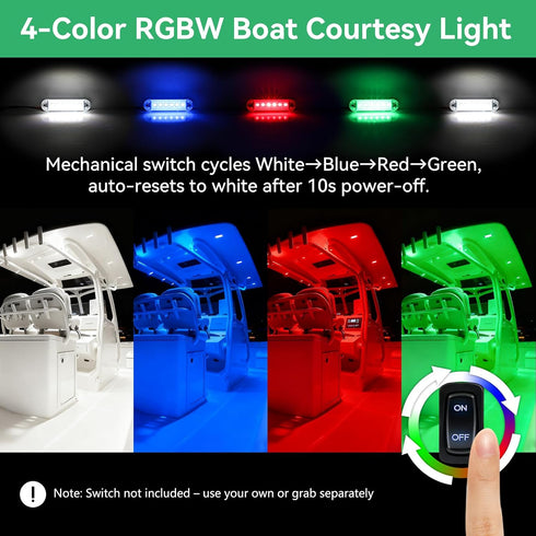12V 4PCS, 4 Inches IP67 Sailboat RGBW Boat LED Courtesy Light Marine Courtesy Light Strip, Waterproof Boat Interior
