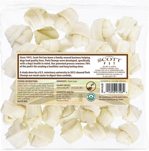 3-inch 18 Count Pork Chomps Baked Pork Skin Dog Chews, Knots