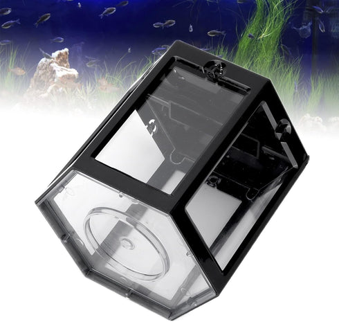 Zerodis Betta Aquarium Starter Kits, Small Crystal-Clear Aquarium for Fish-Loving Kids (Black)