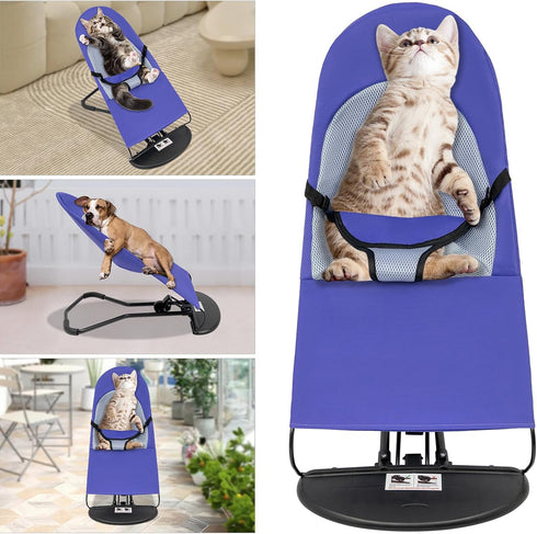 3-Level 33lbs 30.7L 15.4W Pet Rocking Chair, Portable Pet Rocking Chair, Height Adjustable for Indoor Lounging