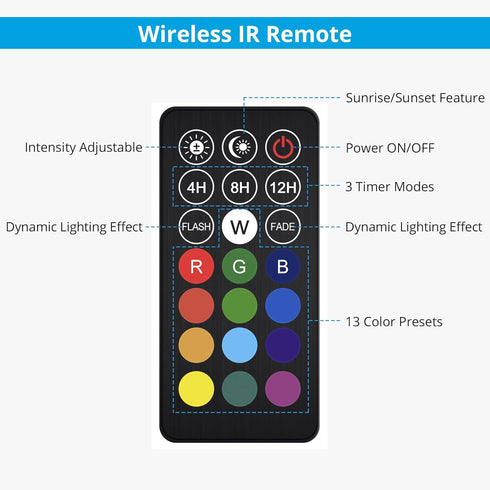 NICREW Submersible RGB Aquarium Light, Multicolor LED Light with Timer and Remote Controller, 11 Inches