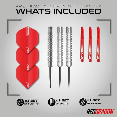 RED DRAGON Hell Fire Darts Set, 22g, 24g, Tungsten Steeltip with Flights & Shafts