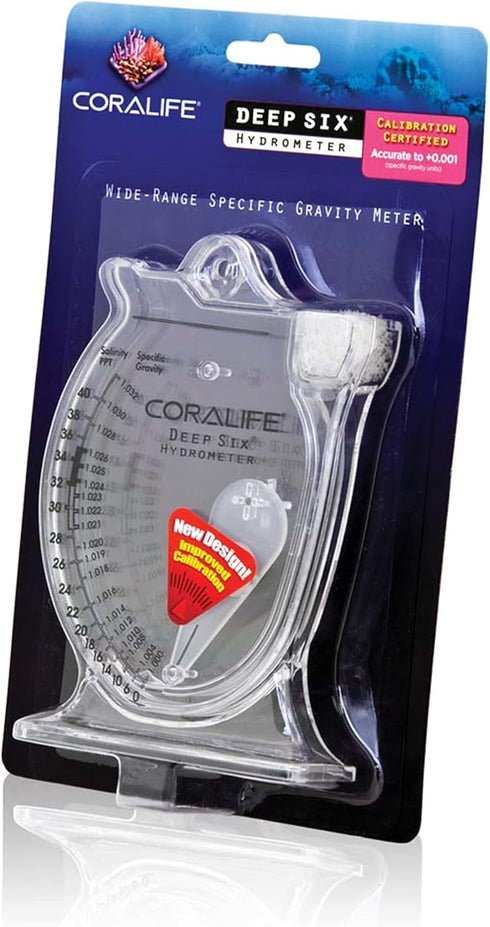 Coralife Aquarium Fish Tank Deep Six Hydrometer for Measuring Water Salinity and Specific Gravity