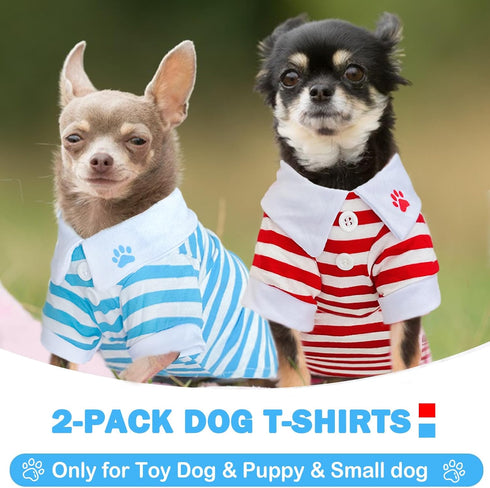 2 Pieces Dog Shirts for Small Dogs Boy Girl Stripe Dog Clothes Spring Summer Chihuahua Yorkie Clothes Soft Pet T-Shirt Extra Small Dog Clothes Puppy Kitten Clothes (Medium, Stripe)