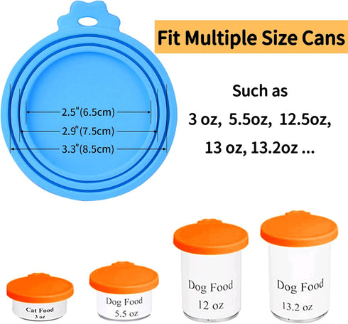 Lydia's Deal 4 Pack Universal Pet Food Can Covers, Silicone Lids for Dog and Cat Cans, Multicolor