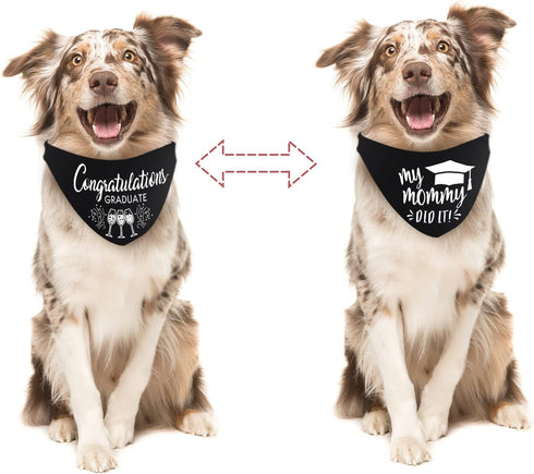 Whaline 2 Pack Graduation Dog Bandana, Reversible Triangle Bibs Adjustable Pet Kerchief Scarf for Everyday Wear