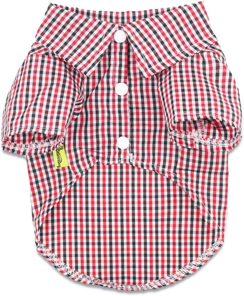 DroolingDog 3 Pack Plaid Dog Tee Shirt, Puppy Button Up Shirts, Breathable Summer T-Shirts for Small Dogs