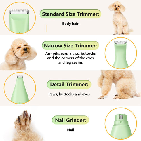 4 1 Trimmer Set SUPRENT Dog Grooming Kit, in Dog Clippers for Grooming Supplies, Cordless Electric Pet Nail Grinder Cat