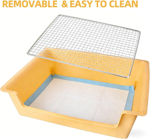 Dmnnlp 20Pcs (15.4x11.2x4.8 inch) Stainless Steel Gird Rabbit Litter Box, Bunny Litter Pan with Hay Feeder & Disposable