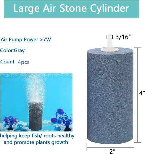 AQUANEAT Aquarium 4"x2" Cylinder Air Stone, Fish Tank Aerator Diffuser, 4 pcs
